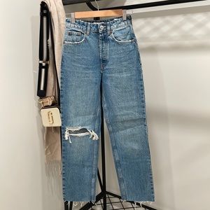 Zara new distressed mom jean